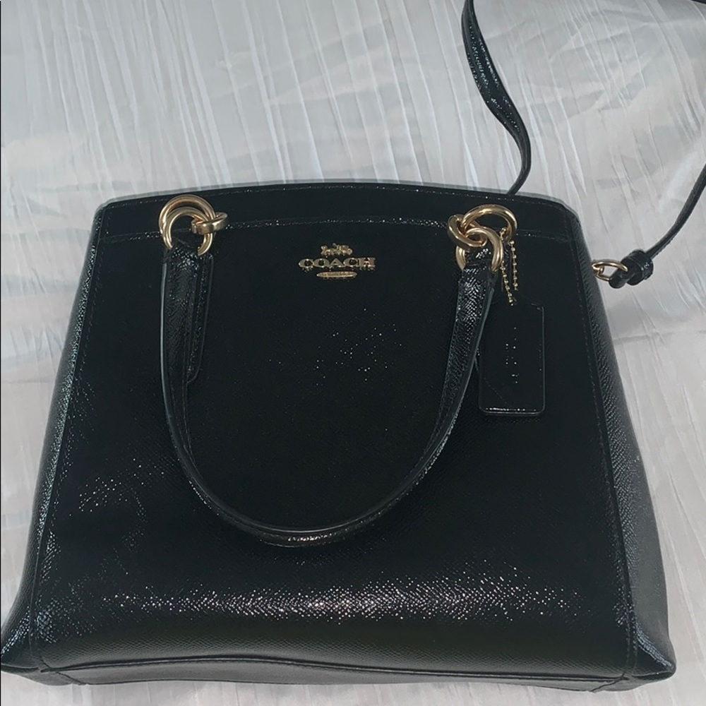 Like New Black Shiny Coach Handbag